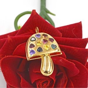 Brent Neale lookalike Gold Plated Multicolored Rainbow Gemstone Mushroom…